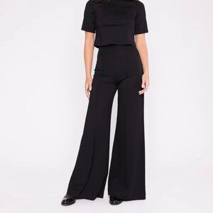 Ripley Rader Black Ponte Knit Wide Leg Pant Size 3 (Medium)